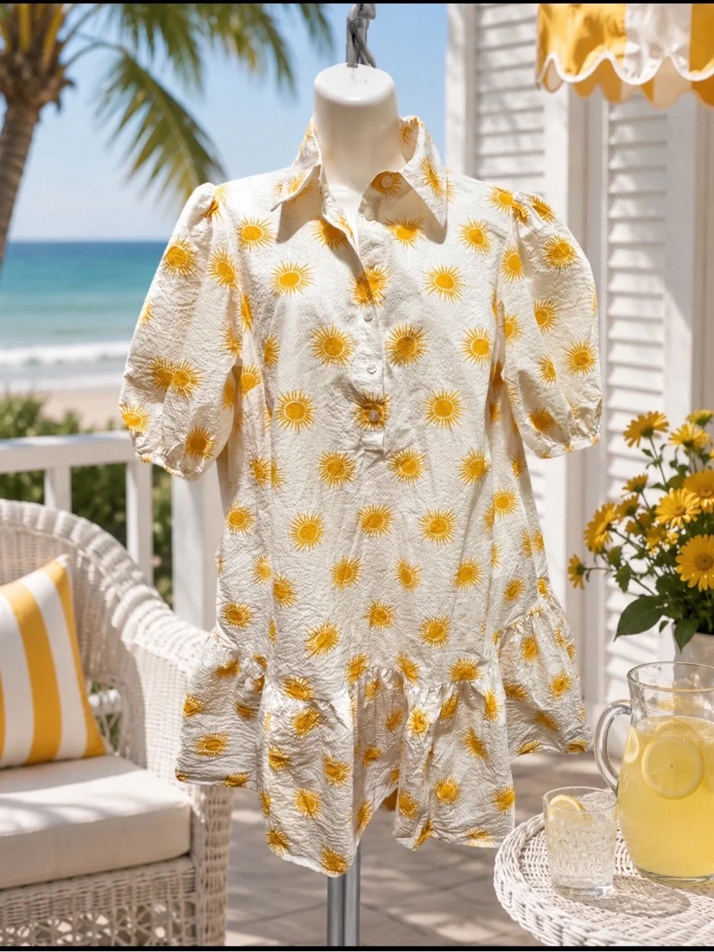 Kate Spade Mini Dress with Yellow Sunburst Pattern
